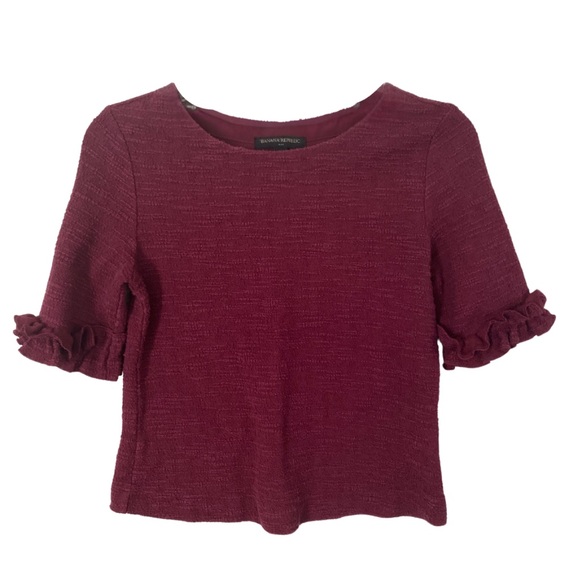 Banana Republic Red Ruffled Short Sleeve Blouse - Picture 1 of 4